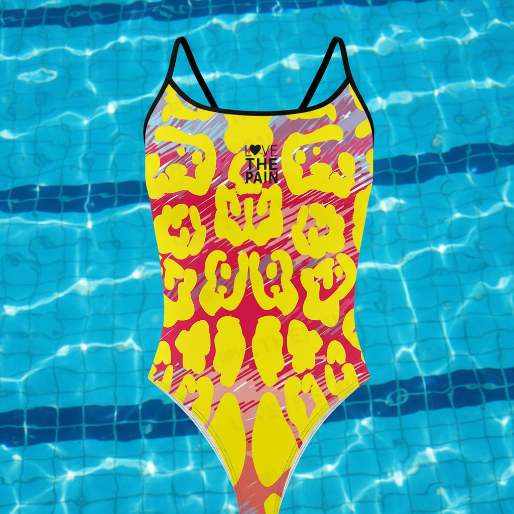 Love The Pain Ladies Thin Straps Swimsuit One-piece Triangle Athletic Sports Quick-drying Functional Training Swimsuit Women Bathers Pool Squad
