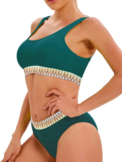 Contrast Color Bikini Set Women Backless Split Swimsuit Holiday Bathing Suit Summer Two-pieces Beachwear