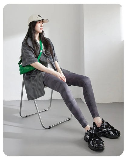 Spring Summer High Waist Colours Camouflage Shark Leggings Women Slim Sport Leisure Leggings Yoga Fitness Leggings