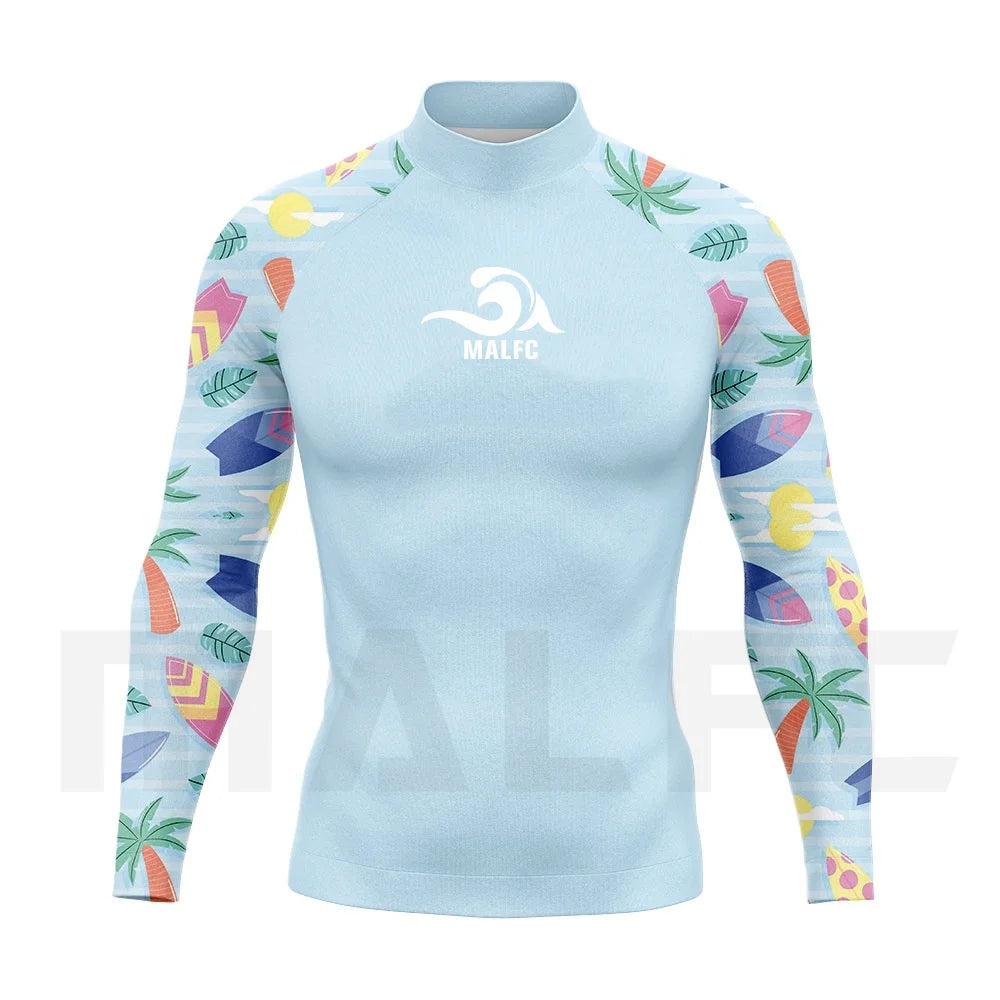 MALFC Rash guard for men Surfing Clothes Swimsuit Rashguard Surf Wear UPF 50 Water Sport Long Sleeve T-shirt Swimwear snorkeling
