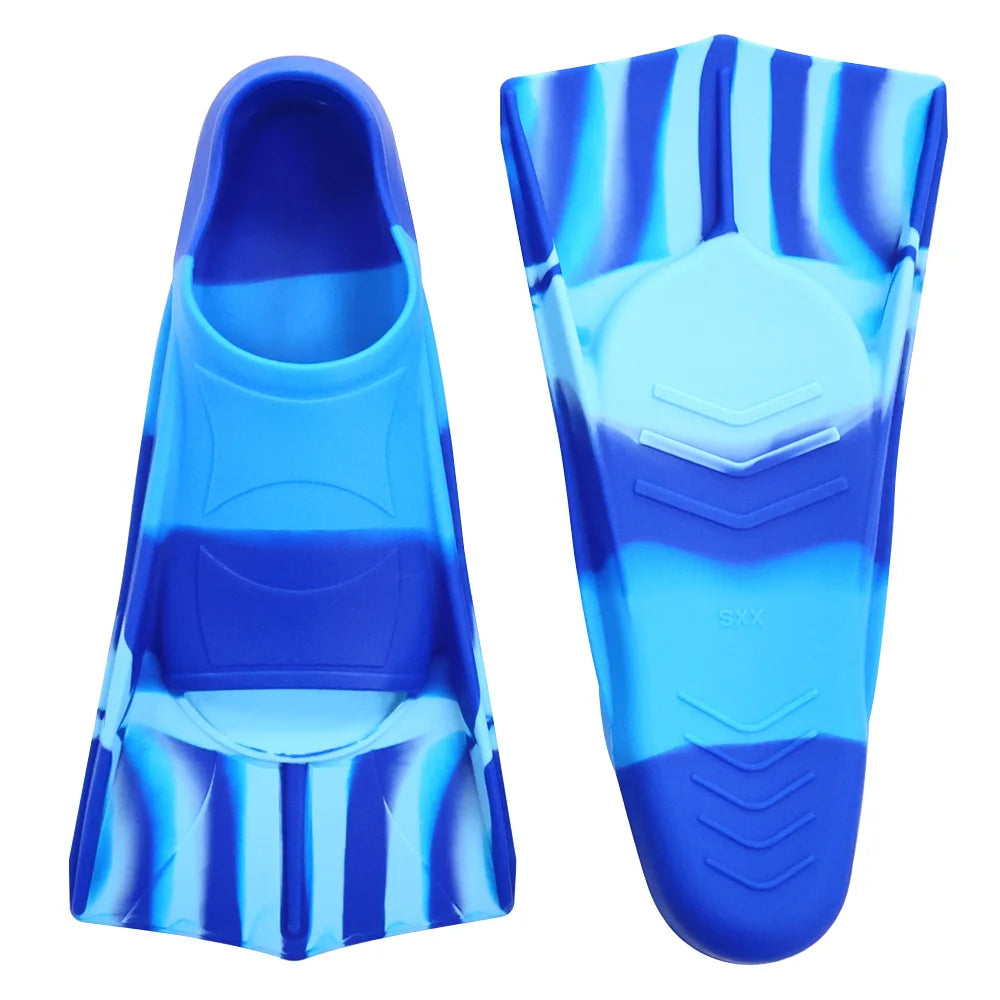 Silicone Swimming Flippers Snorkel Fins Short Frog Shoes Professional Training Breaststroke Scuba Diving Snorkel Men Women