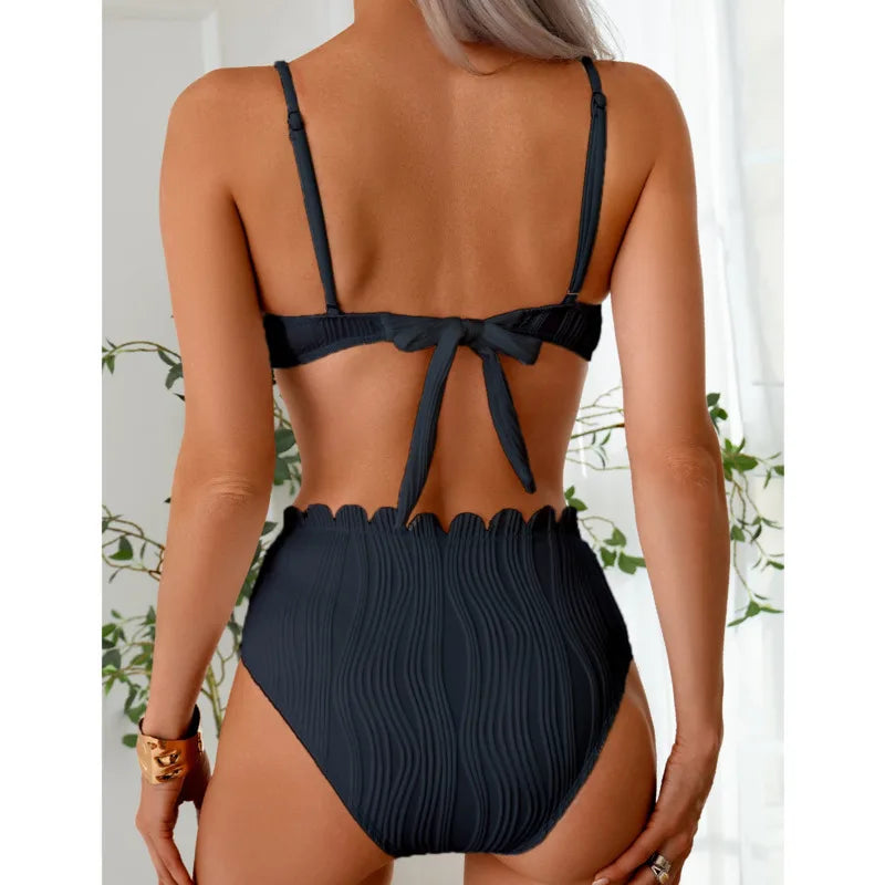Bikinis Black and White Swimsuits Women's Swimwear Push Up Female Beach Swim Wear Bathing Suits High Waist Bikini Set Pool Bather