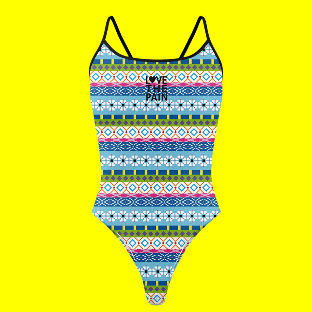 love The Pain Female  Coloured Shapes Designs One Piece Swimwear