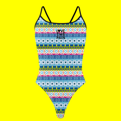 love The Pain Female  Coloured Shapes Designs One Piece Swimwear