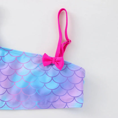 Summer Baby Clothing Two Piece Top + Bottom Swimwear for Kids 3 4 5 6 8 10 Years Fish Scale Printed Girls Bikini Swimsuit Set