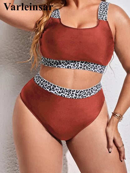 0XL - 4XL Splicing Bikini Plus Size Large Size Swimwear Women Swimsuit Female Two-pieces Bikini set Bather Bathing Suit