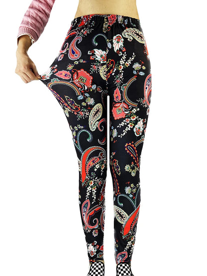 Floral Fashion Women Leggings Beautiful Leaf Floral Printing High Waist Jeggings Stretch Pant