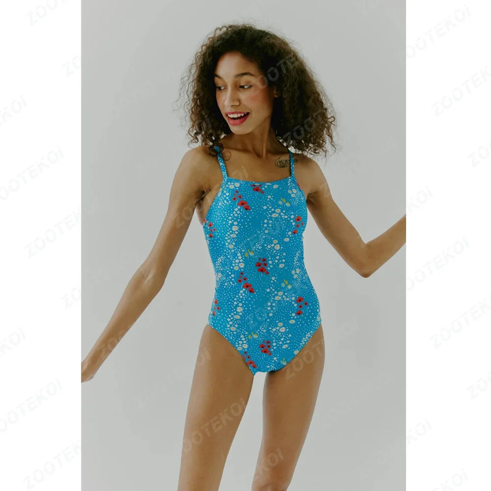 Swimwear Printed Designs Women's Swimming Suit Swimming Pro Team Long Training Comfortable Swimwear Race Training Suit