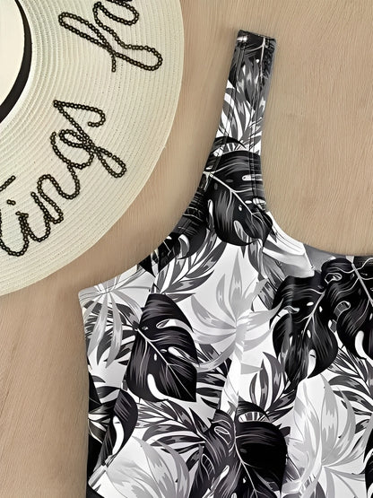 Ruffle Printed Swimsuit One Piece Black Swimwear Women Bathers Bathing Swimming Swim Suit Female Beachwear