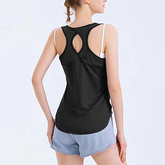 Yoga Clothing Women Sports Tops Hoodie Loose Sleeveless Running Training Quick Dry T-Shirt Outside Fitness Tank Tops