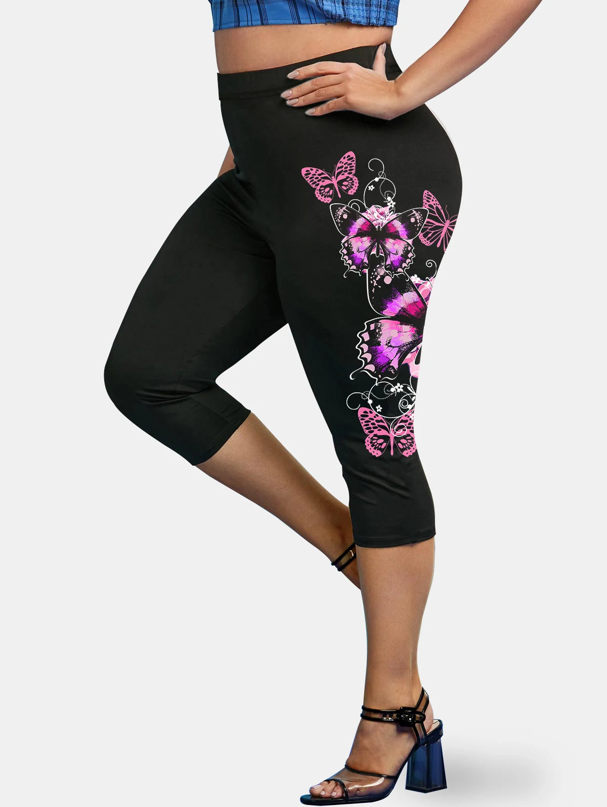 Plus Size High Waist Capri Leggings Ladies Yoga Body Shaping Black Casual Jeggings 3D Printed Skinny Pencil Pants 5XL