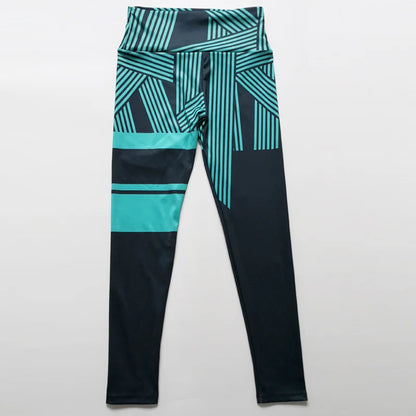Seamless Yoga Leggings for Ladies Sportswear Young Girls Stripe Digital Printing Tight Pants Gym Push Up Trousers