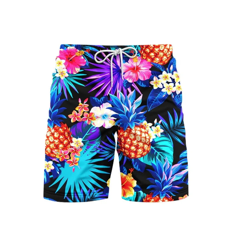 3D Print Neon Pattern Beach Short For Men Summer Hip Hop Personality Food Pattern Music Party Swimming Shorts Quick-drying Trunk