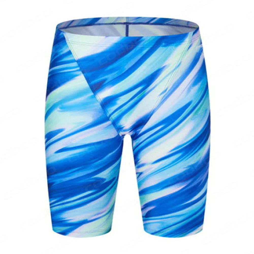 Summer Men's Swim Jammer Swimsuit Swimming Trunks Shorts Beach Tights Swim Pants Quick Dry Sports Running Surfing Diving Shorts