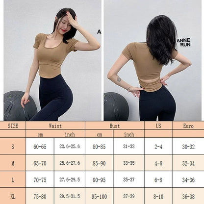 Aiithuug U Neck Yoga Bra Crop Bra Short Sleeve Ribbed Gym Crop Pilates Bras Gym Bra Workout Crops Fitness Top Running Crops