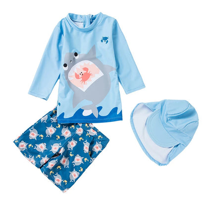 Swimsuit Boys UPF50 Baby Swimwear Shark Dinosaur UV Bathing Suit for Boy 3 Pcs Toddler Surfing Diving Suit Children's Rash Guard