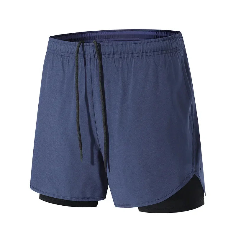 Summer 2 in 1 Jogging Clothing Gym Marathon Running Fitness Beach Shorts Men Sportswear Double-deck Training Sport Shorts Pant