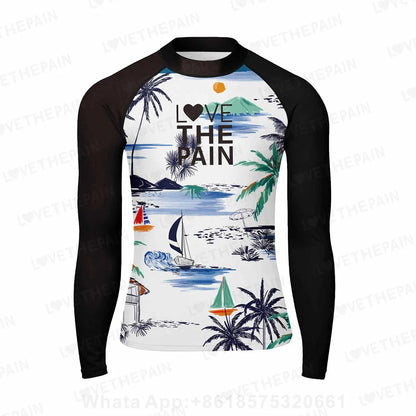Men's Surfing Wear Swimming Diving T-Shirts Long Sleeve Rash Guard Swimwear Elasticity Beach Surfing Sun Protection Clothing