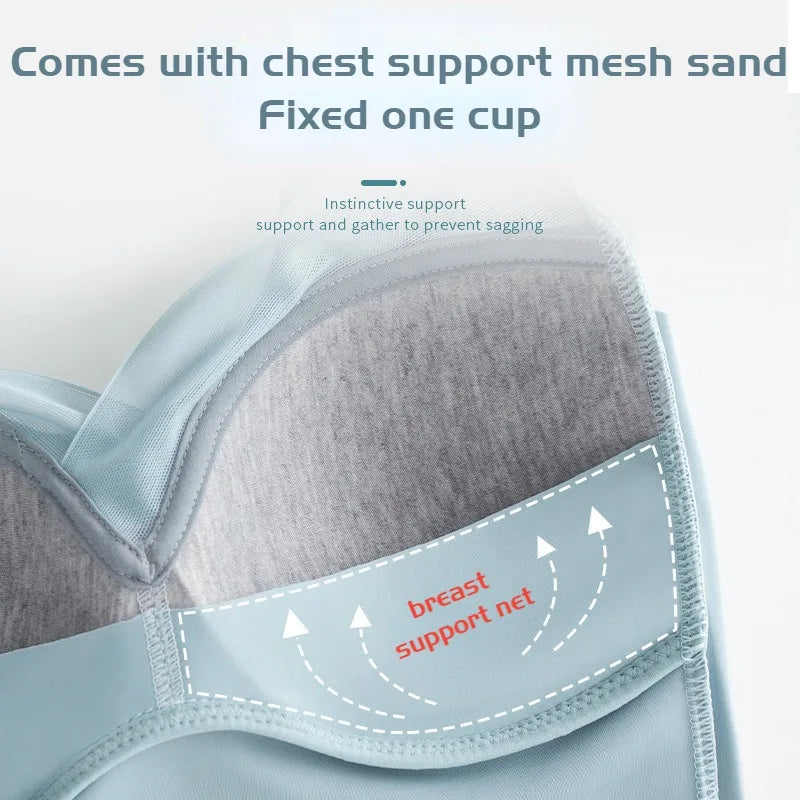Woman Top Bra Push Up Bra Seamless Ice Silk Underwear Women Unwired Ring Sleep Lingerie Fitness Sports Bralette Invisible