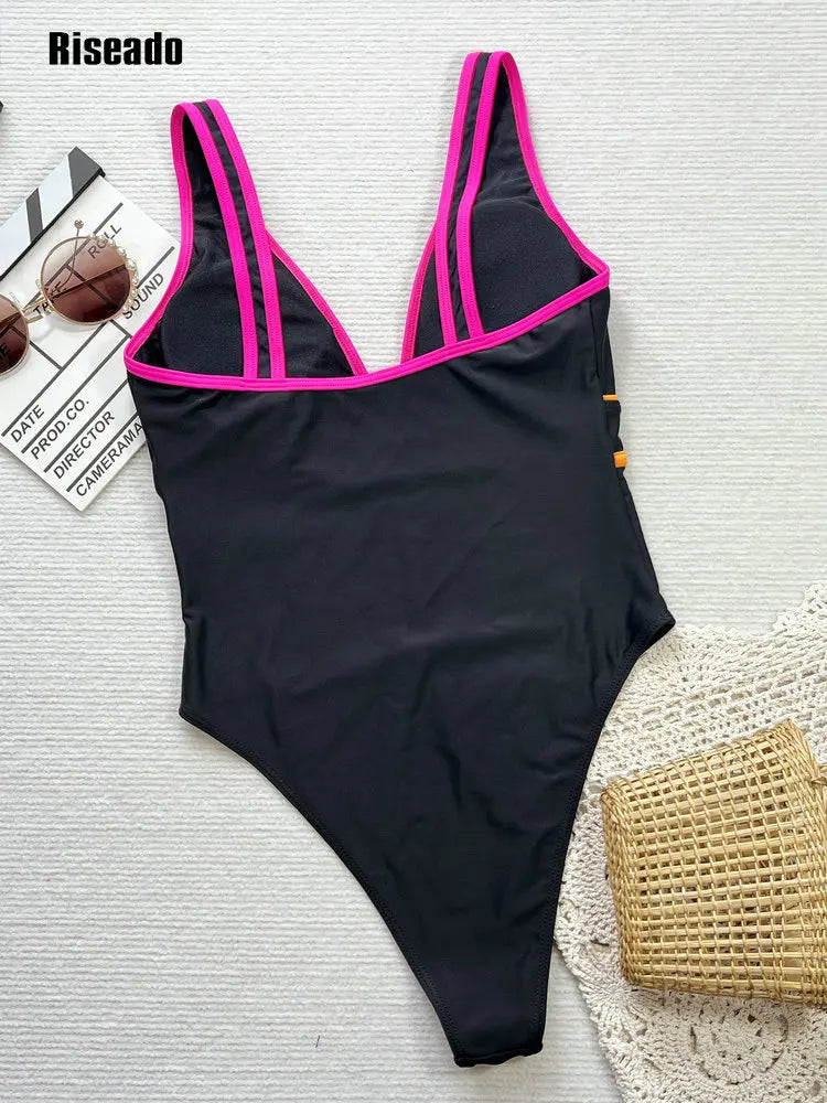 Women's One Piece Swimsuit  V Neck Bathing Suits Swimwear Bathers
