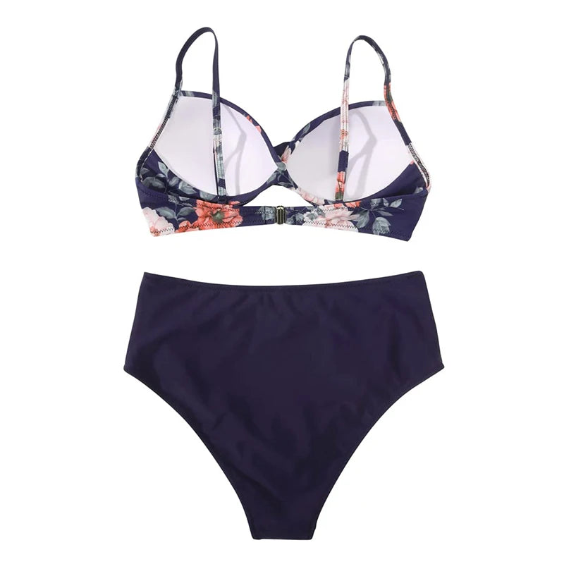 Two Pieces Swimsuits Women Bikini Set Beachwear Push Up Solid Summer Bathing Suit Triangle Bikini Swimwear Low Waist