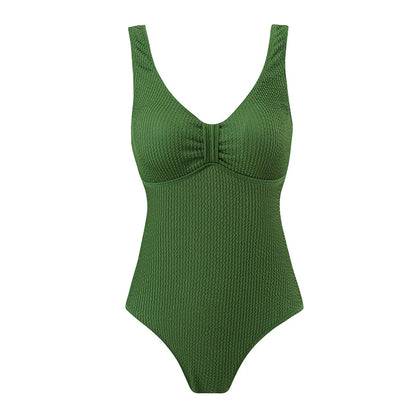 Womens One Piece Swimsuit Swim Leotard Sleeveless Low U Back Soft Cup Textured Monokini Bathing Suit for Beach Tropical Travel