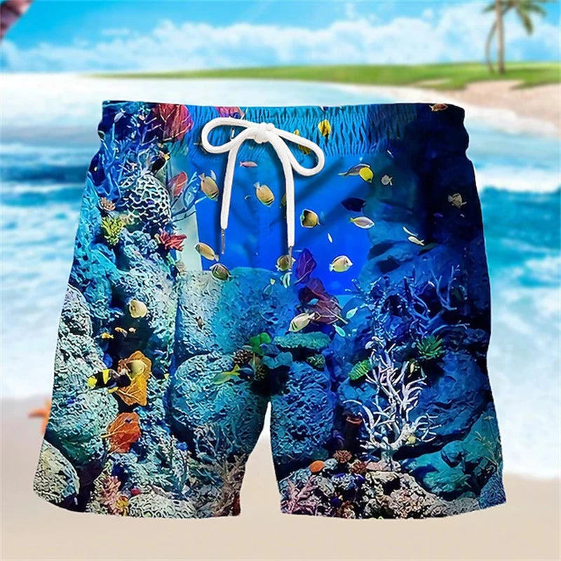 Animal Fish 3d Y2k Shorts Men Sea Creature Graphic Beach Shorts Kid Loose Casual Swimsuit Sports Pants Fashion Hawaii Swim Trunks