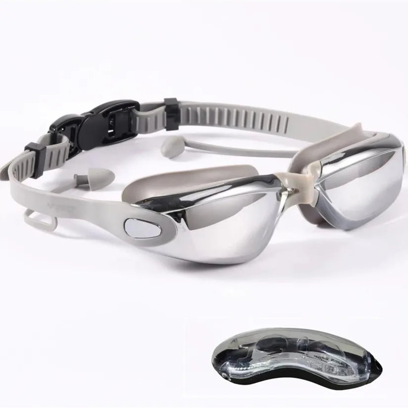 Professional Adult Anti-fog Swimming Goggles with Earplugs Men Women Swim Leak Proof Adjustable UV Protection Eyewear
