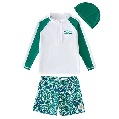 Swimsuit Boy Orange Rash Guard Kids UPF50 UV Protection Beach Clothes Long Sleeve Swimwear Children Swimming Bathing Suit Zipper