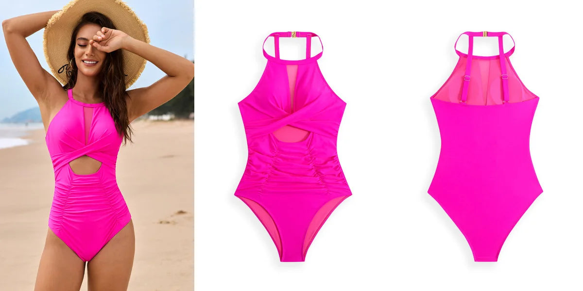 Net One Piece Swimsuits Closed Women's Swimwear Push Up For Swimming Wear Body Bathing Suits Beachwear Pool Bather