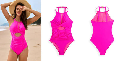 Net One Piece Swimsuits Closed Women's Swimwear Push Up For Swimming Wear Body Bathing Suits Beachwear Pool Bather