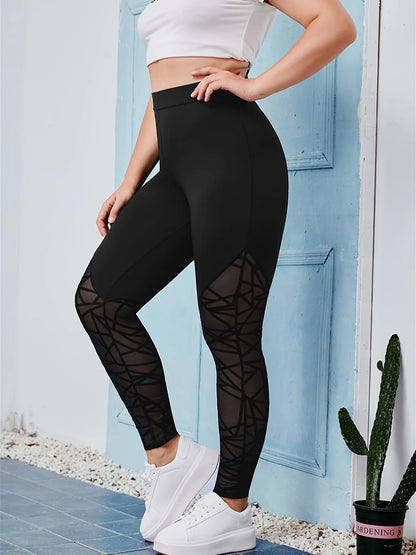 Women's plus-size European and American style fashion slimming style yoga nine-point pants