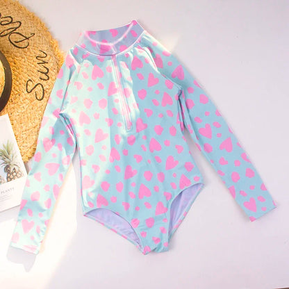 Swimsuits For Girls 2 Pieces Swim Suits Hot Springs Bathing Suit Sunblock Long Sleeve Shirt Girl Beachwear Kids Swimsuits 3-8Y