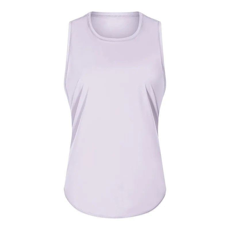 Women Summer  Open-Back Yoga Vest for  Loose-Fit and Moisture-Wicking Sleeveless   Running Fitness Shirt