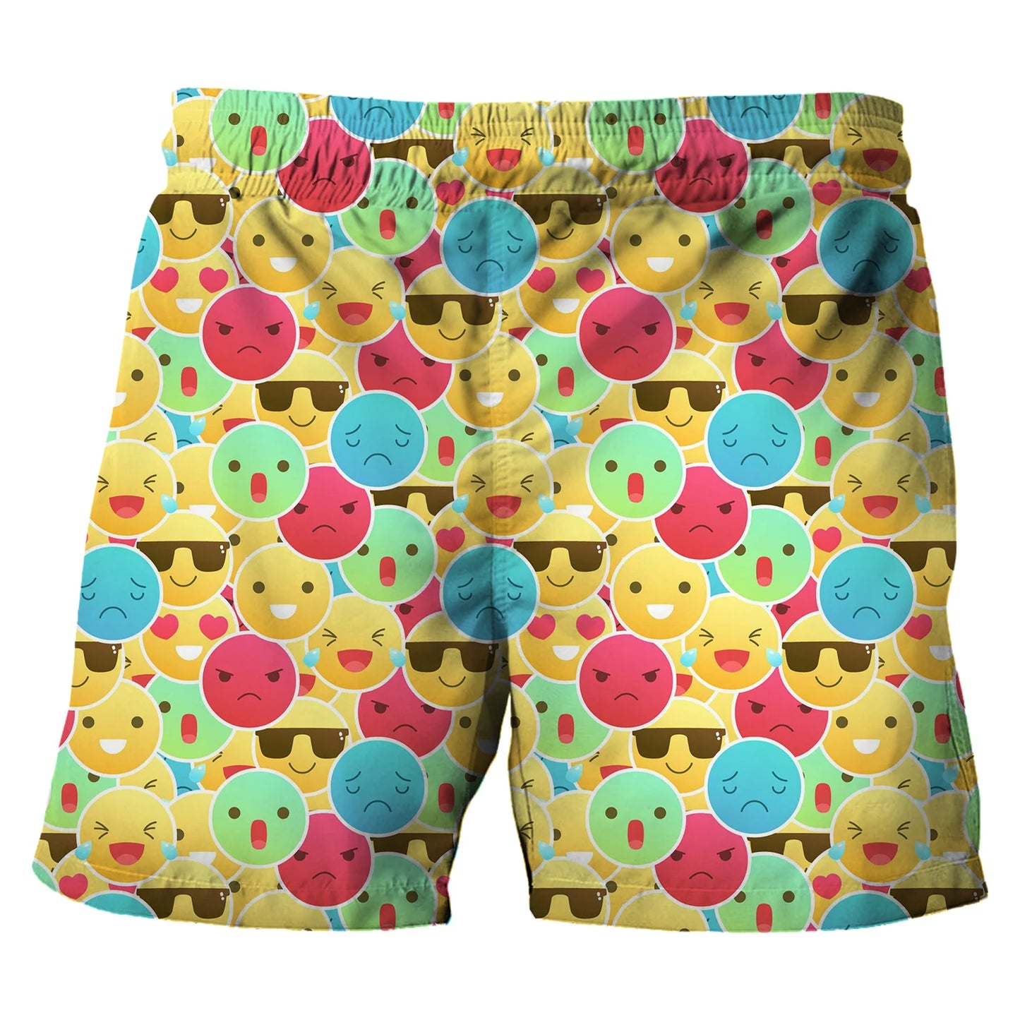 Children's Cartoon Beach Short Pants Summer Boys' Swimming Trunks Casual Funny Emojis Graphic Shorts Kids' Daily Loose Wear