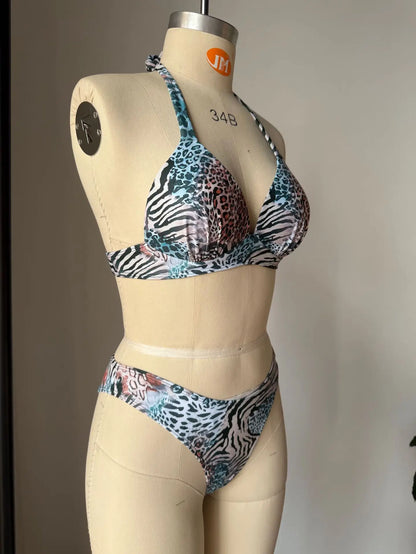 Bikini Sets for Women Halter Two Piece Swimwear Low Waist Quick Dry High Stretch Beachwear Beach Bathing Suit