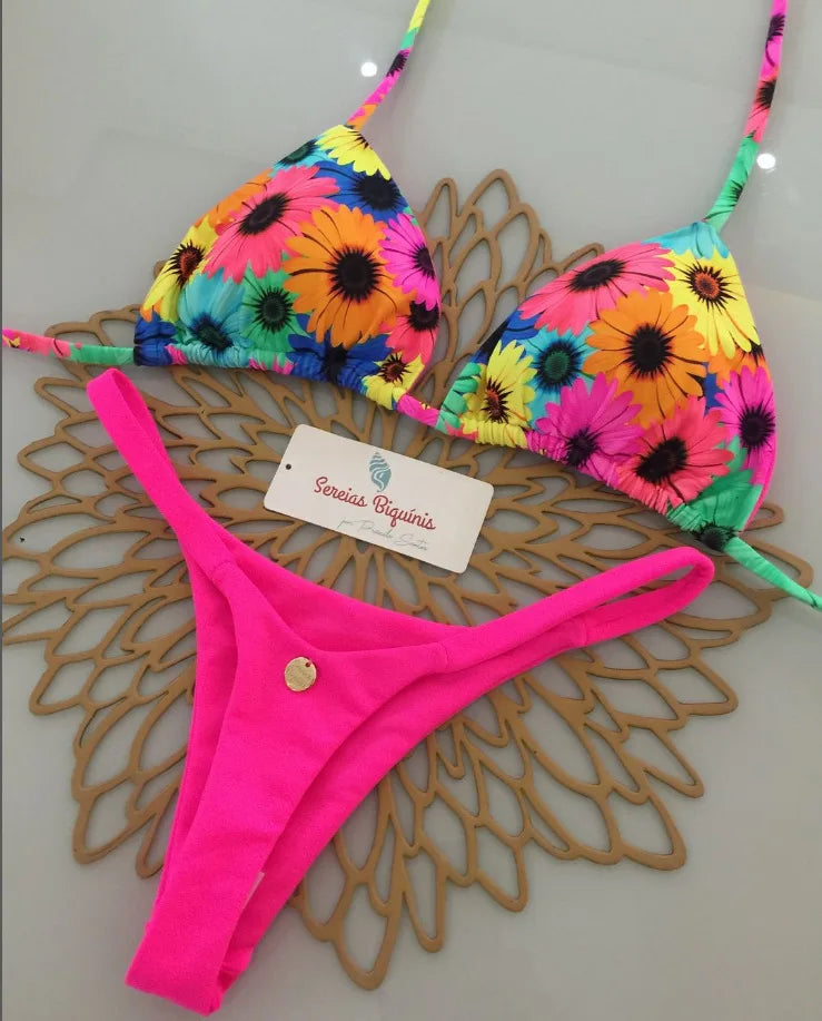 Swimwear Women Leopard Printed Bikini Set Striped Beachwear Summer Swimsuit Two-pieces Thong Bathing Suit Biquinis