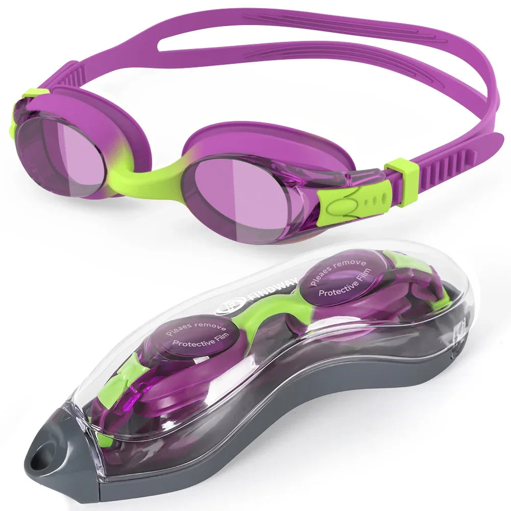Findway Child Swimming Glasses Upgrade Waterproof Anti Fog UV  Professional Diving Swimming Glasses Eyewear Kids for Age 3-10