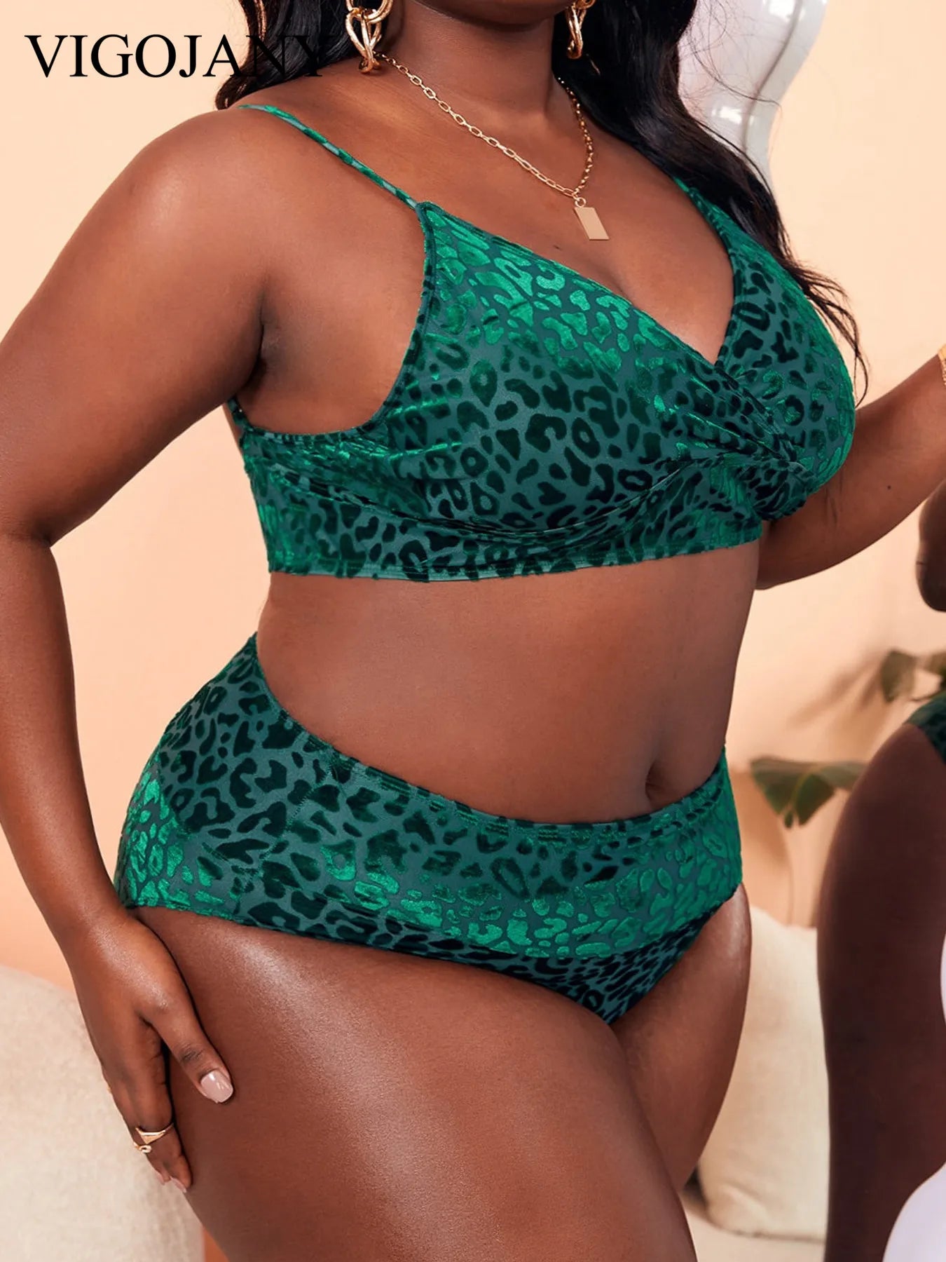 Large Leopard Print Swimwear Women Plus Size Lace Up Separate Swimsuit 2 Piece High Waist Bikini Set Bathing Suit