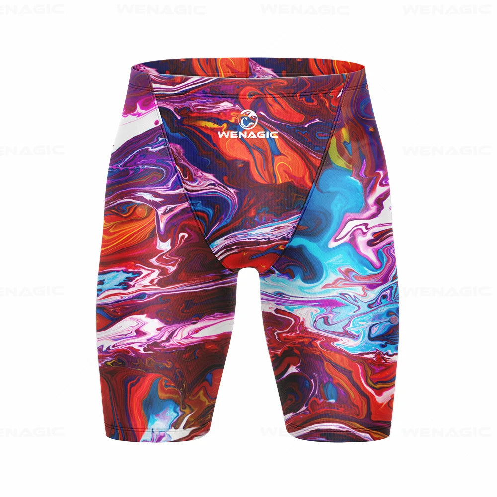 Men's Swimming Jammer Swimwear Endurance Athletic Training Swimsuit Summer Beach Swimming Trunks Diving Surf Tight Shorts