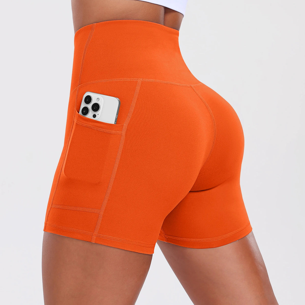 Yoga Shorts with Pockets for Women Tummy Control Workout Running Shorts Stretchy Workout Tight for Gym Casual Sportswear