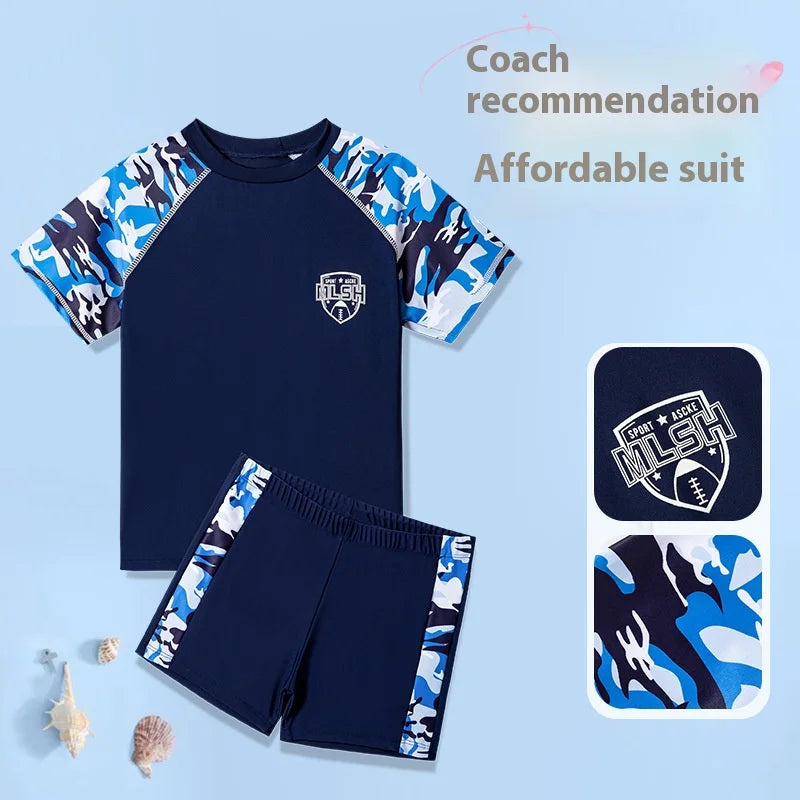 Kids Swimsuit Medium Kids Baby Split Suit Swim Trunks Light Short Sleeve Beach Swimsuit Boys Swimsuit Swim Trunks