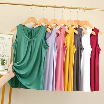 Large size Tank Tops Loose Folds Summer women Modal sleeveless Tshirts Solid color Homewear Top Bottoming Vest XL to 6XL