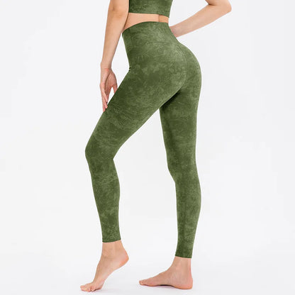 High-Waist Yoga Pants Women's Fitness Sports Printed No Obvious Stitching Butt-Lifting High-Elasticity Summer Running Exercise