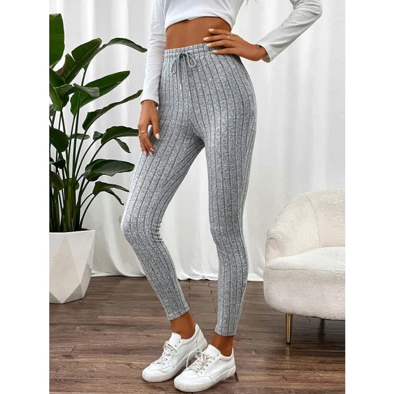Women Striped Leggings Fitness Elastic Yoga Leggings High Waist Butt Lift Gym Training Tights Fashion Thread Slim Trousers