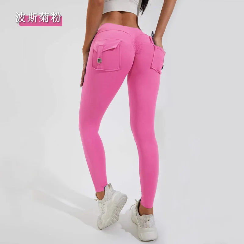 Gym Leggings Women Pocket Bum High Waist Yoga Pants Shorts Tights Scrunch Booty Workout Legging Naked Active Wear