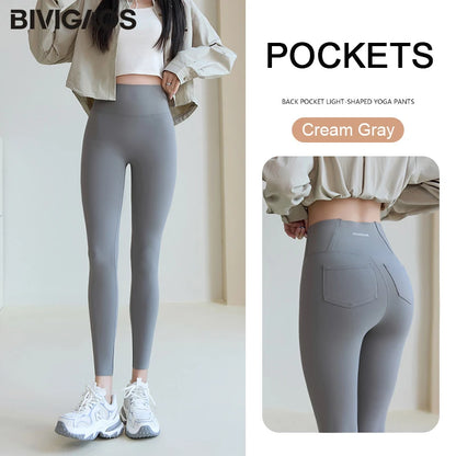 Back Pocket Sharkskin Leggings Women White Tight Casual Sport Fitness Leggings Skinny Pencil Pants