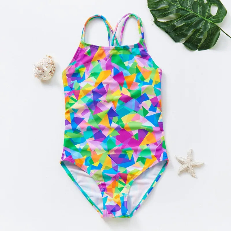 7-14T Teen Kids Girls Summer Swimming Suit Sets Floral Print Beach Seaside Clothes Sleeveless Jumpsuit Sunbathing Swimwear
