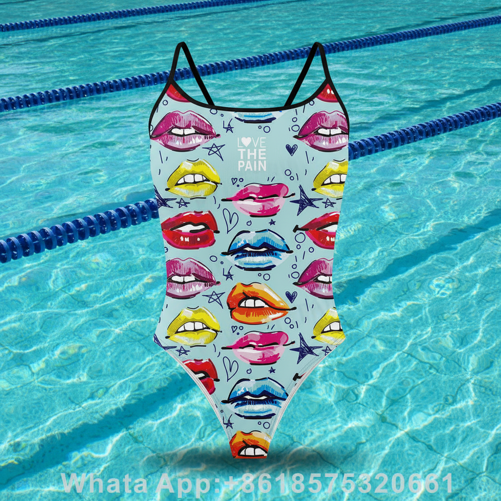 Love The Pain Women One-Piece Swimsuit Pool Bathers Squad Back Monokini Bathing Suits Beachwear Triathlon Functional Training Swimwear