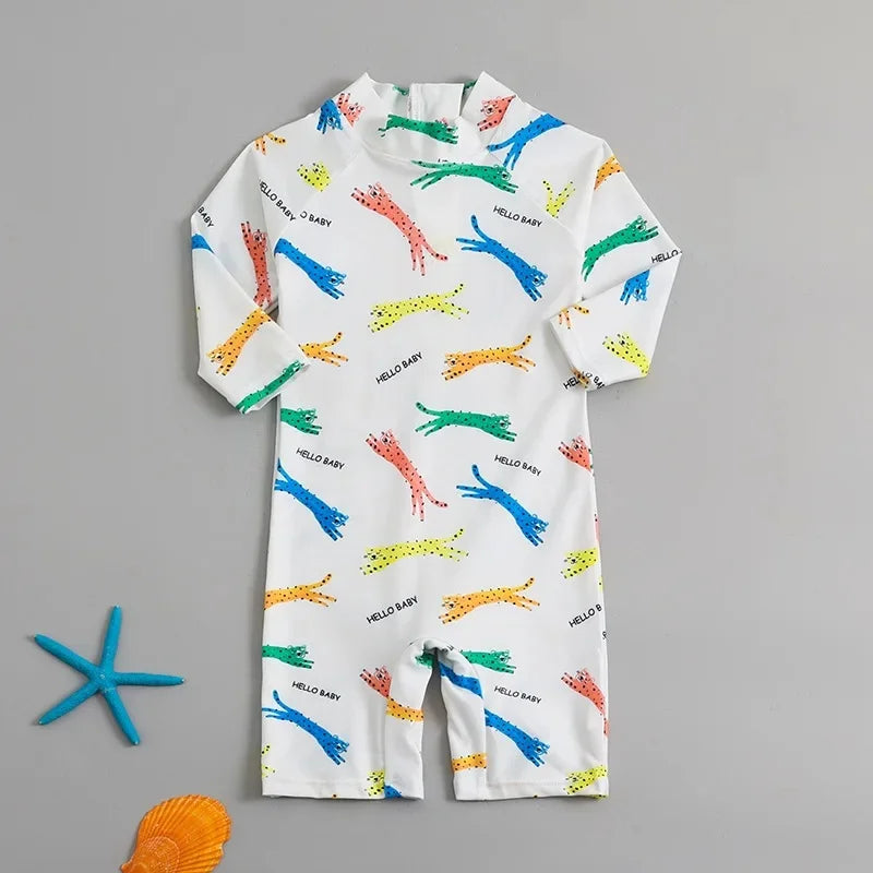 Children's One-Piece Swimsuit Quick-Drying Beachwear for Boys And Girls Baby Swimwear Sun Protection Hot Spring Swimming Costume